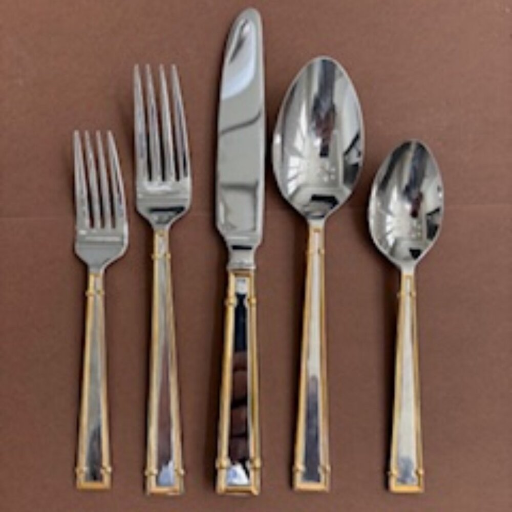 Yamazaki /Patrick - Cartouche - Stainless Steel w/ Gold Accents Flatware
